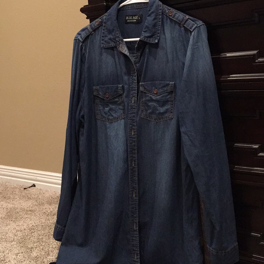 Long Blue Jean Shirt